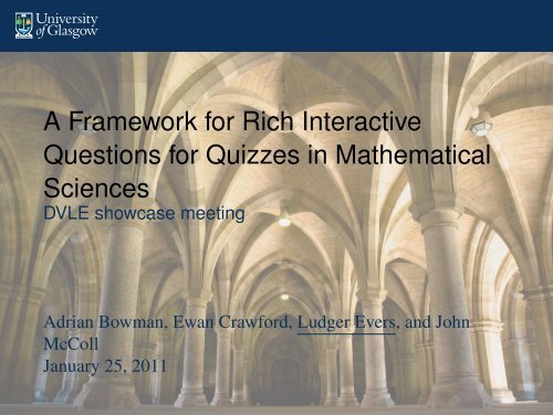 A Framework for Rich Interactive Questions for Quizzes ... - CETIS Wiki