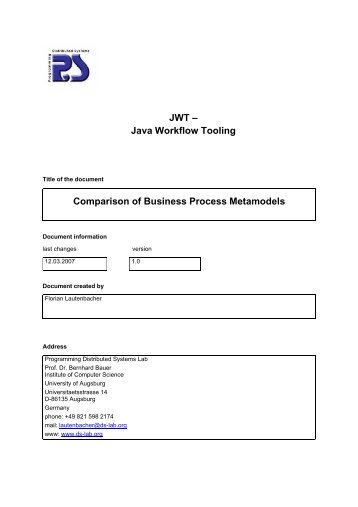 Java Workflow Tooling Comparison of Business Process Metamodels