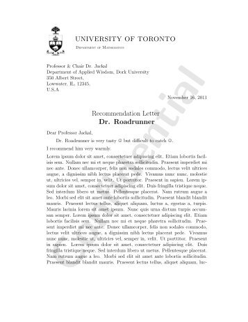 Recommendation Letter Dr. Roadrunner - wiki - University of Toronto