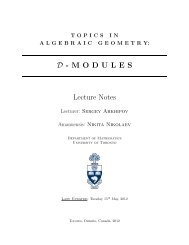 D -MODULES Lecture Notes - wiki - University of Toronto