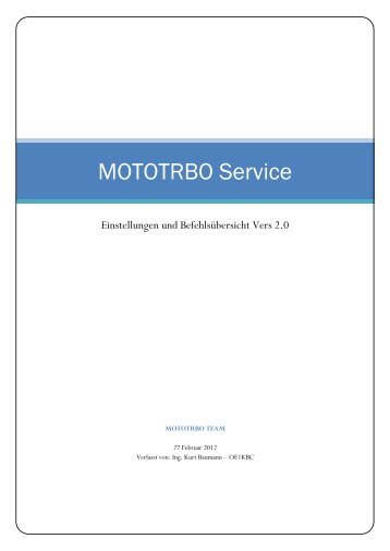 MOTOTRBO Service - OE Wiki