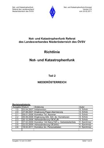 Richtlinie Not- und Katastrophenfunk - OE Wiki - ÖVSV