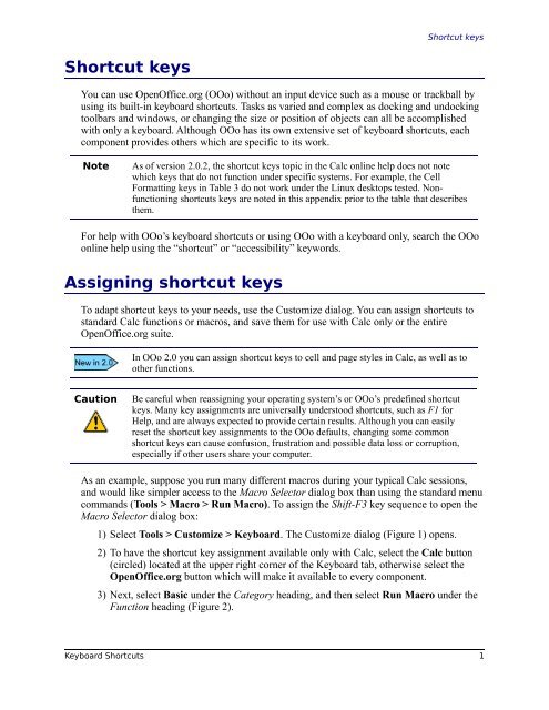 (PDF) - Keyboard Shortcuts - OpenOffice.org wiki