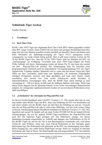 BASIC-Tiger Schlafende Tiger wecken - Wilke Technology