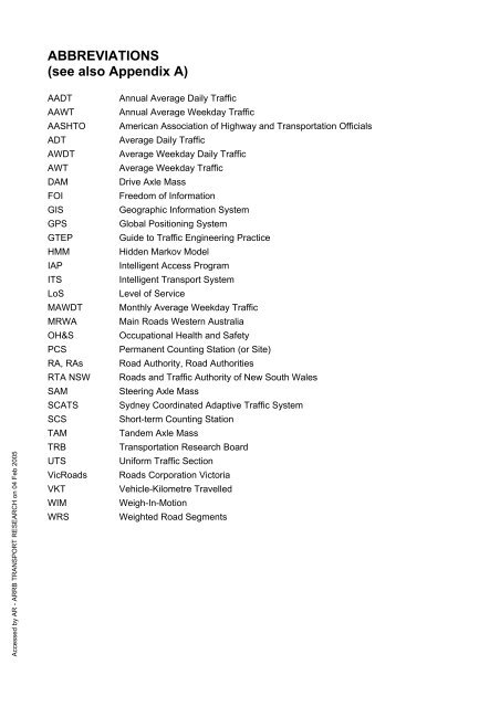 AP-G84/04 Best practice in road use data collection, analysis ... - WIM