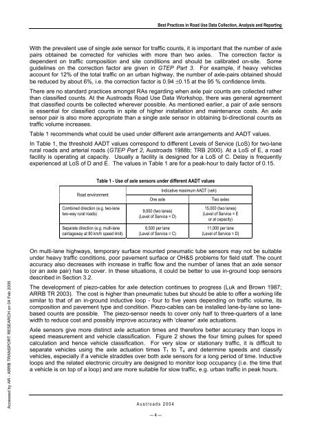 AP-G84/04 Best practice in road use data collection, analysis ... - WIM