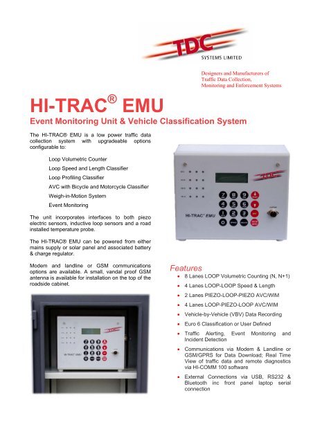 HI-TRAC EMU Traffic Data Monitoring System Brochure_TDC - WIM