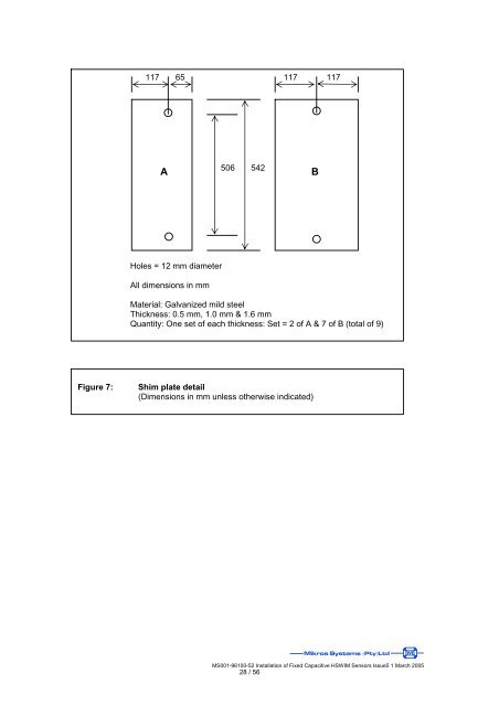 Installation of Fixed Capacitive HSWIM Sensors