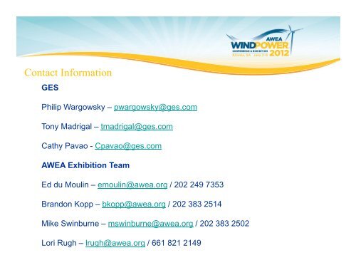 GES - Logistics - AWEA WINDPOWER Conference & Exhibition
