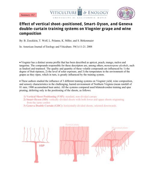182 Trellis System And Wine Composition Uc Davis Department Of
