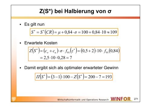 2.2.3 Stochastisches Bestandsmanagement - WINFOR