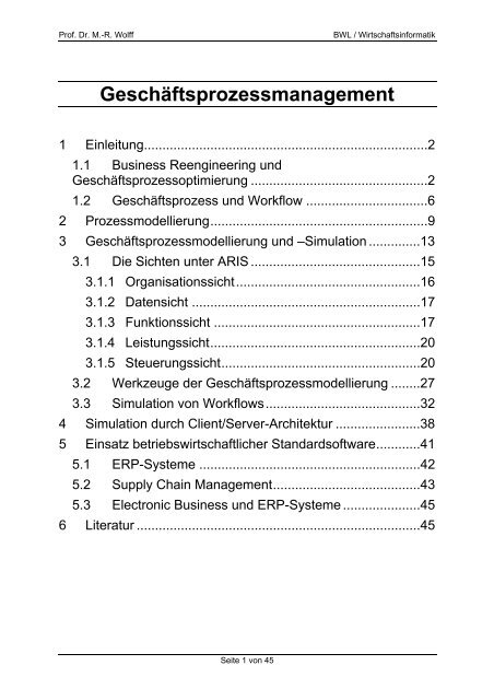 Geschäftsprozessmanagement - WINFOR