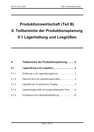 Teil B II 1 Lagerhaltung und Losgrößen - WINFOR