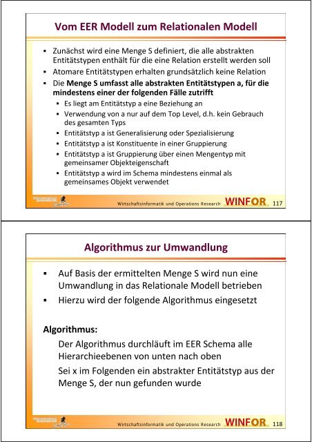 2.2.3 Das Relationale Modell Relationales Schema - WINFOR