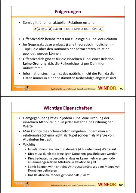 2.2.3 Das Relationale Modell Relationales Schema - WINFOR