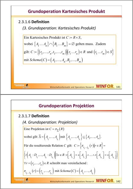 2.2.3 Das Relationale Modell Relationales Schema - WINFOR