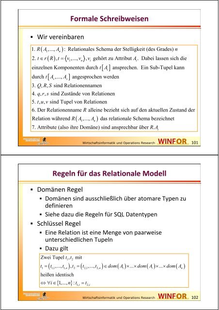 2.2.3 Das Relationale Modell Relationales Schema - WINFOR