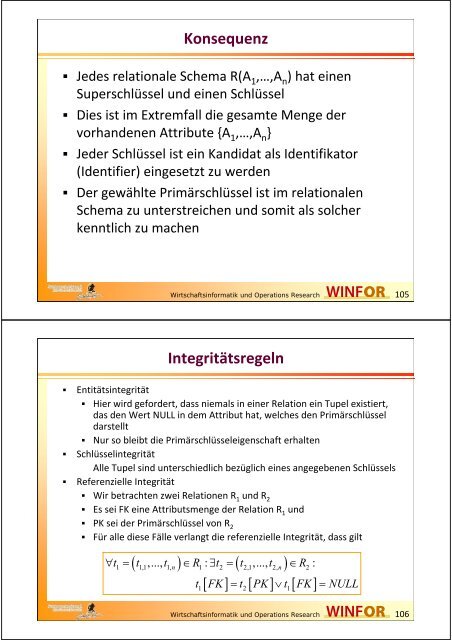 2.2.3 Das Relationale Modell Relationales Schema - WINFOR