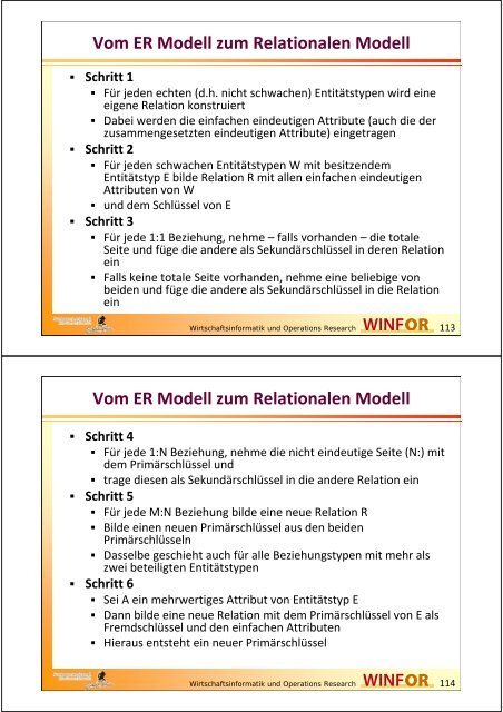 2.2.3 Das Relationale Modell Relationales Schema - WINFOR