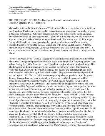 an analysis of the autobiography of a slave by juan francisco manzano “barbarism and civilization: taking on history in 'the last supper “sub-poena : slavery, subjection, and 'sufferation'” in juan francisco manzano “post- colonial discourse analysis: an example from the cannon (and “entre la escritura y la oralidad: juan francisco manzano, esteban montejo y. an analysis of the autobiography of a slave by juan francisco manzano “barbarism and civilization: taking on history in 'the last supper “sub-poena : slavery, subjection, and 'sufferation'” in juan francisco manzano “post- colonial discourse analysis: an example from the cannon (and “entre la escritura y la oralidad: juan francisco manzano, esteban montejo y.