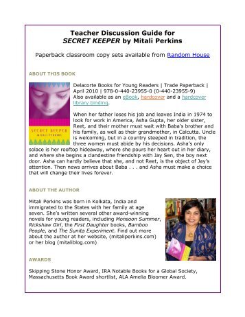Teacher Discussion Guide for Secret Keeper by Mitali Perkins