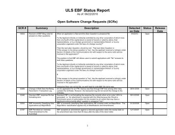 ULS EBF Status Report - FCC