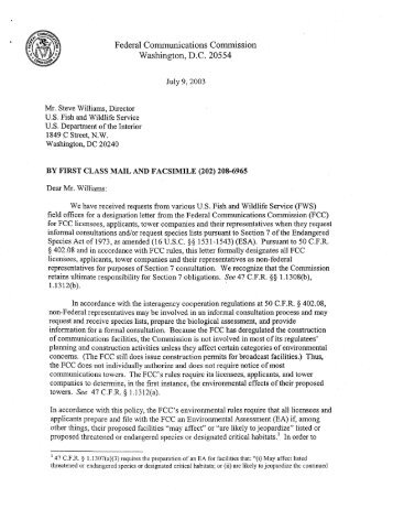 Designation letter for non-federal representatives seeking ... - FCC