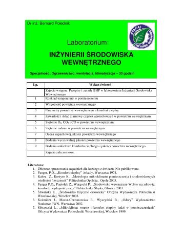 Laboratorium IŚW, instrukcje, B. Połednik