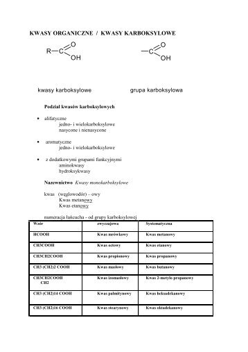 Chemia II - materialy do wykladu - Kwasy organiczne