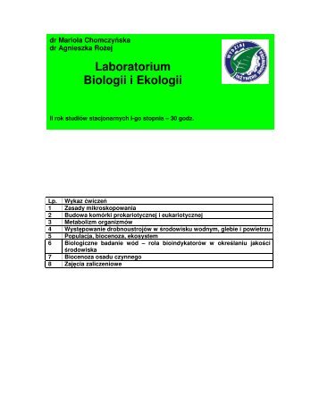 Laboratorium Biologii i Ekologii, Chomczyńska M., Rożej A.