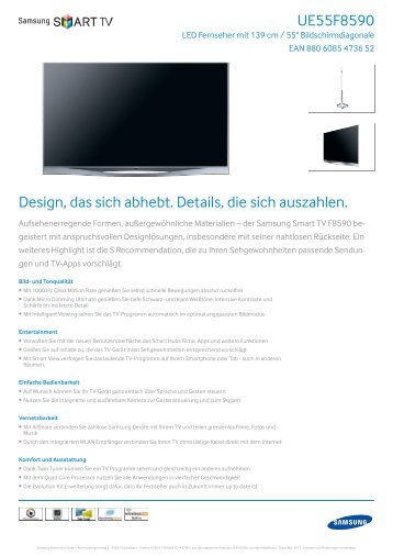 UE55F8590 Design, das sich abhebt. Details, die sich auszahlen.