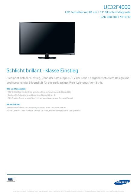 UE32F4000 Schlicht brillant - klasse Einstieg