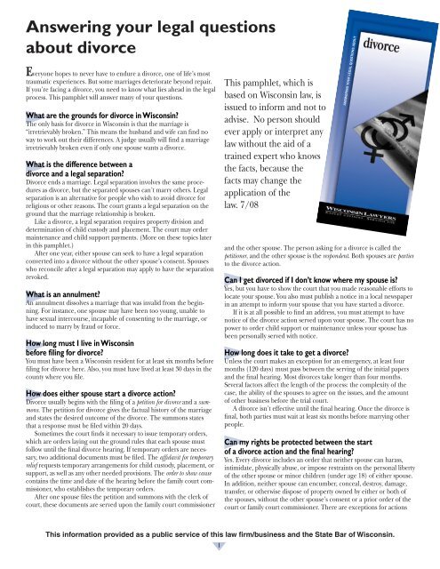 How To Get A Divorce >> Answering Your Legal Questions About Divorce Wisconsin How To Get A Divorce >> Answering Your Legal Questions About Divorce Wisconsin