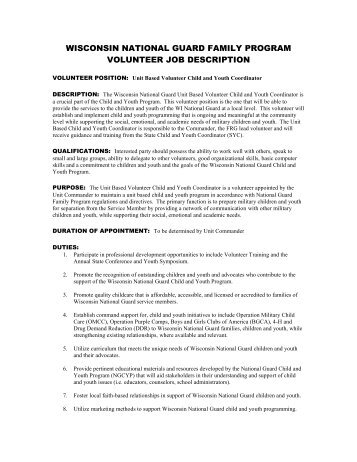 wisconsin national guard family program volunteer job description