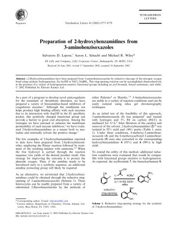 Preparation of 2-hydroxybenzamidines from 3 ... - Audrey Yun Li