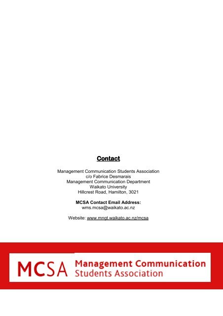 mcsa annual report - Waikato Management School - The University ...