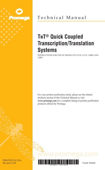 TNT(R) Quick Coupled Transcription/Translation Systems Technical ...