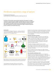 Membrane separations: range of options