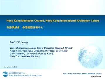 Hong Kong Mediation Council, Hong Kong International Arbitration ...