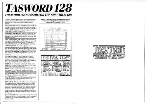 tasword 128 the word processor for the spectrum 128