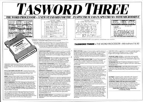 tasword 128 the word processor for the spectrum 128