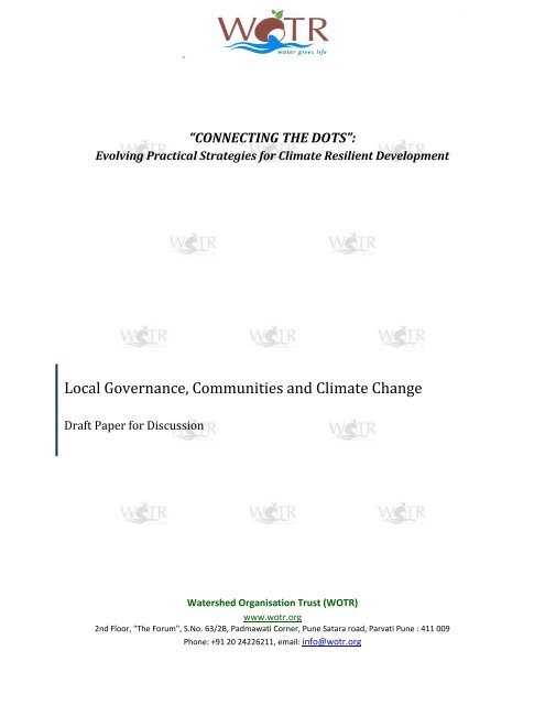 Local Governance, Communities and Climate Change - WOTR