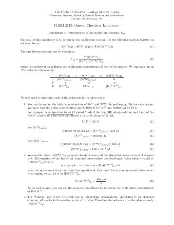 The Richard Stockton College of New Jersey CHEM 2115: General ...