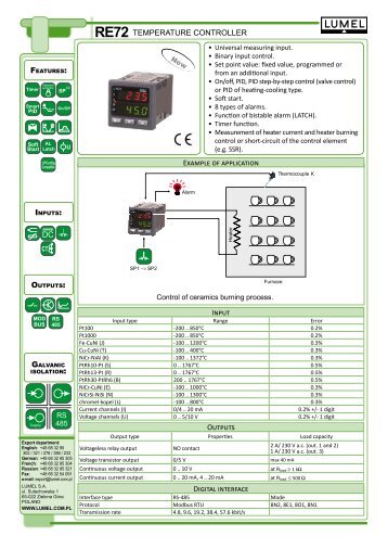 RE72 tEMPErAtUrE cONtrOLLEr Example of application ... - Wpa.ie