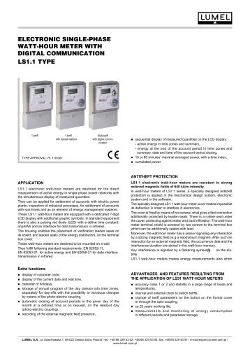 electronic single-phase watt-hour meter with digital communication