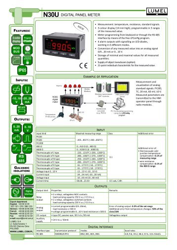 N30U DIGITAL PANEL METER Input Digital Interface ... - Wpa.ie