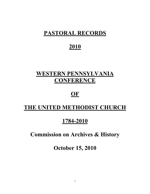 Pastoral records 2010 western pennsylvania - Amazon Web Services