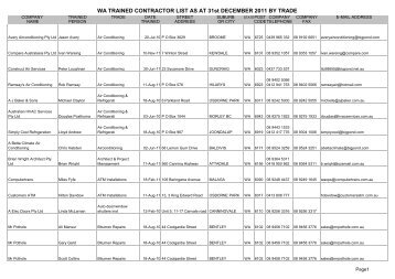 WA TRAINED CONTRACTOR LIST AS AT 31st DECEMBER 2011 ...