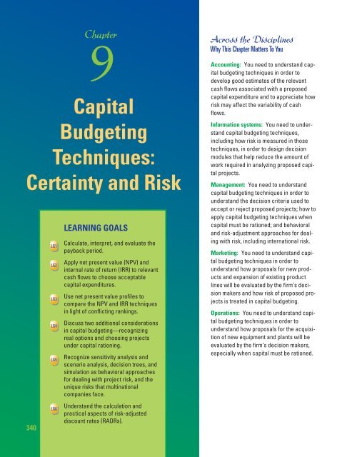 Capital Budgeting Techniques: Certainty and Risk