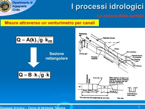 I processi idrologici MISURA DELLE PORTATE